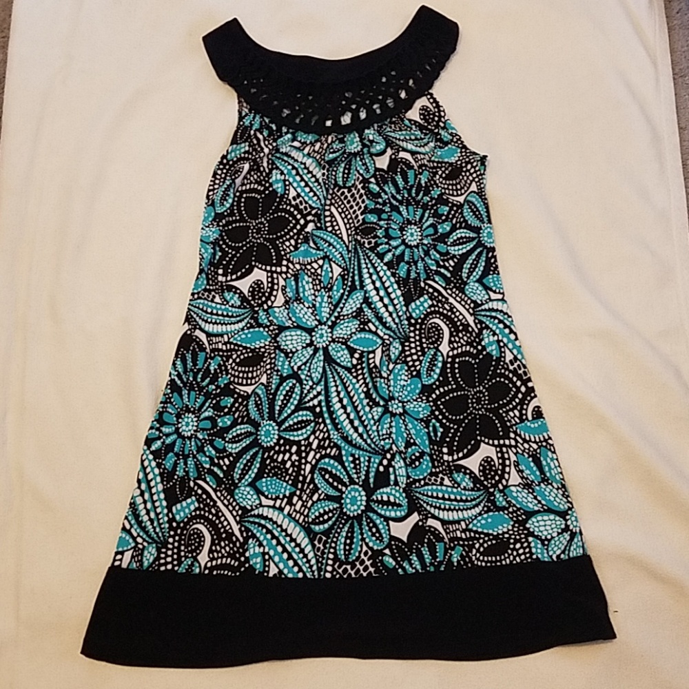 Turquoise knit high collar sun dress